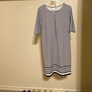 Women’s Dress: White And Blue Polka Dot